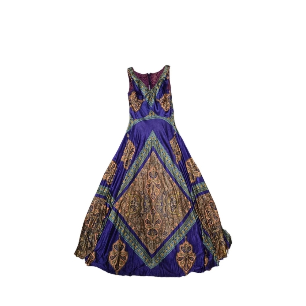 Vintage 60s 70s Elinor Gay Purple Abstract print Dress